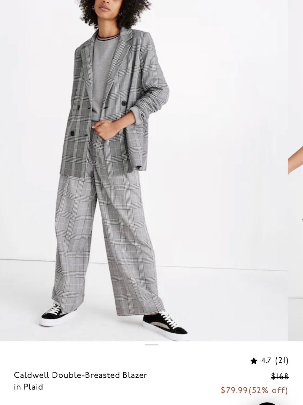 Madewell Gray Plaid Blazer with Brown and Blue Accents